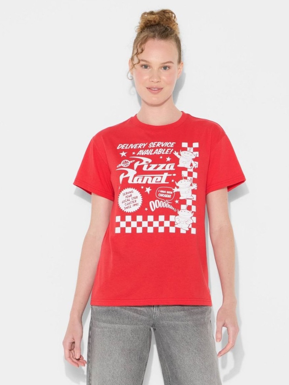•DISNEY PIXAR• Pizza Planet Toy Story Graphic T-Shirt - Red/White